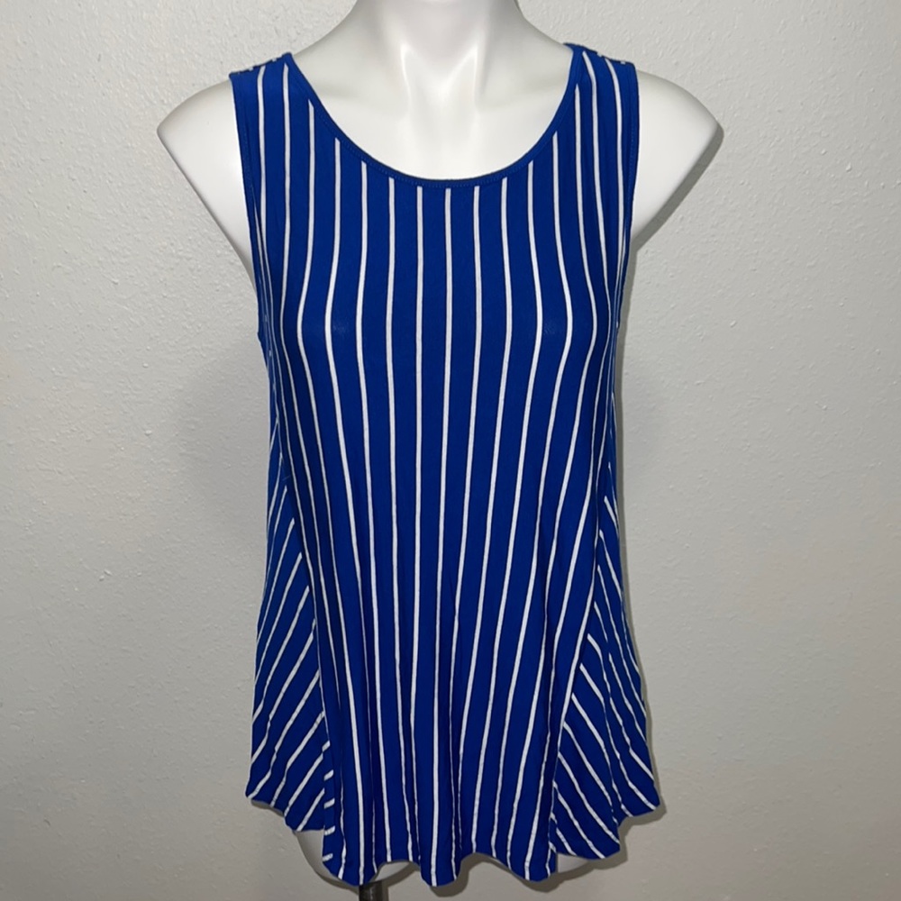 Cable& Gauge Blue White Striped Sleeveless Top  Sz M
